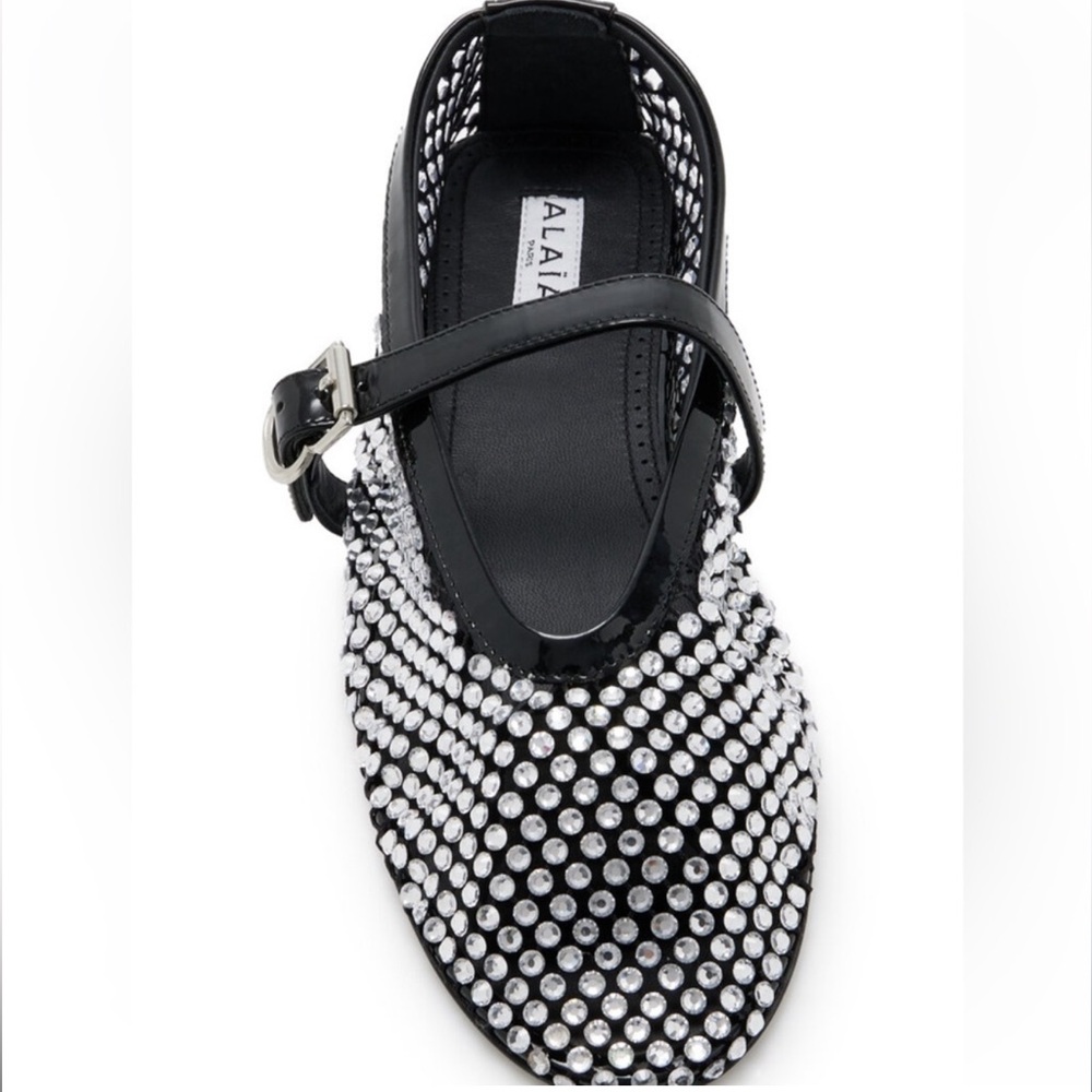 Alaia Black and Silver Studded Flats
